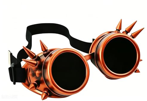 HAICN Steampunk Brille Spiked Brille Cyber Brille Gothic Schweißen Goth Cosplay Brille Kostüm Zubehör für Karneval Fasching Partys