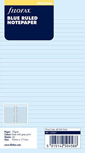 Filofax 133001 Recharge pour Organiseur feuille de note ligné Bleu