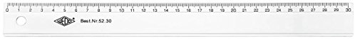 Wedo 5230 Lineal 30 cm, Tuschkante, geprägte Zentimeter Einteilung, Kunststoff, transparent