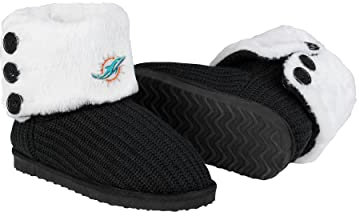 FOCO NFL Miami Dolphins Knit High End Button Boot Slipper Large