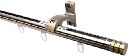 DécoProfi Gardinenstange Innenlauf 1-läufig Set Ø 20 mm Antik-Messing Kurzer Träger I Länge: 180cm Aluminium für Wandmontage I Als Gardinenschiene & Vorhangstange geeignet