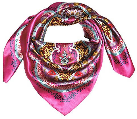 Lorenzo Cana Luxus Damen Seidentuch aufwändig bedruckt Tuch 100% Seide 90 cm x 90 cm harmonische Farben rosatöne Damentuch Schaltuch Mädchentuch Kopftuch 89084