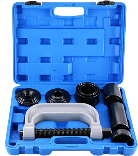 DASBET 4 in1 Ball Joint Press Tool Kit Heavy Duty Ball Joint Press & U Joint Removal Tool Kit With 4wd Adapters for 2WD & 4WD Cars Light Trucks Ball Joint Service Tool Kit Fit Most Vehicles(Blue)