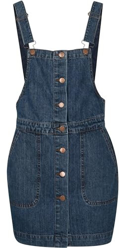 Urban Classics Ladies Denim Dungarees Dress Gonna, Blu (Ocean Blue 00830), 40 (Taglia Produttore: X-Small) Donna