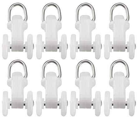 sourcing map Curtain Track Plastic Twin Wheeled Carriers Drapery Rail Sliding Glider for Window Shower Curtain 12mm Wheel Dia Square Track 30 Pcs