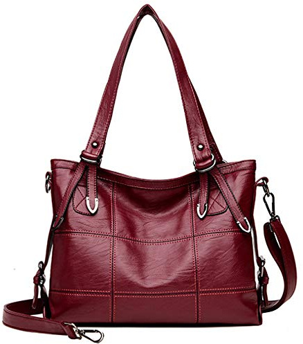 Rullar Klassisch Groß Henkeltaschen Schultertasche Shopper PU Leder Spleiß Umhängetasche Handtasche für Frauen Damen Shoulder Handbag