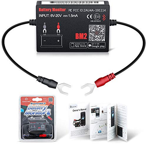QUICKLYNKS Battery Monitor BM2 Bluetooth 4.0 Device Car 12V Battery Tester Diagnostic Tool for Android iOS iPhone Digital Analyzer Battery Measurement Units