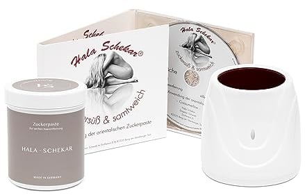 SET: Haarentfernung, Enthaarung mit Hala Schekar Orientalischer Zuckerpaste – Starter-Set: Dose Zuckerpaste 400g, Wärmegerät und Anwender-DVD