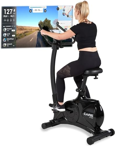 Care Fitness - Heimtrainer Fahrrad CV-395 - Sportgerät für zuhause mit 24 Trainingsprogrammen - 12 kg Schwungmasse - Magnetbremssystem - Mit der Kinomap App kompatibel