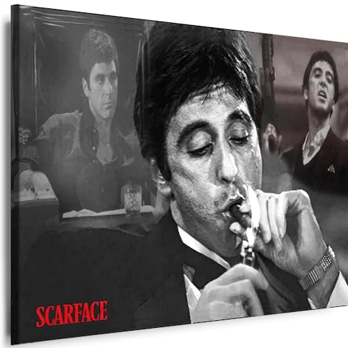 Myartstyle - Bilder Scarface 100 x 70 cm Leinwandbilder XXL - 1 Teilige Wandbilder Film Popular Movies Kunstdrucke w-P-2020-111
