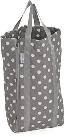 Hobby Gift Reversible Fold Out Knitting Storage Bag with Knitting Needle Pockets and Handles, Grey Linen Spot, (MR4708 8)