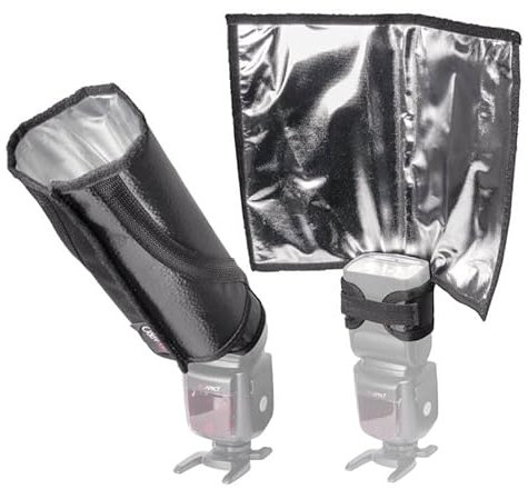 PIXAPRO 31x26.5cm Speedlite Bounce Card/Snoot Reflector Photography Lighting Video Light Flash Diffuser Studio Light Camera Photoshoot Portable Beginners Bounce Sheets Silver