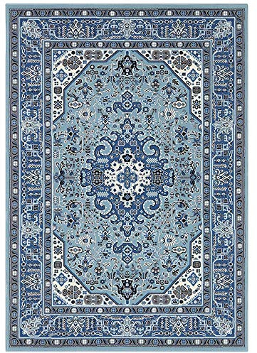 Hanse Home Nouristan Mirkan Orient Teppich – Wohnzimmerteppich Orientalisch Kurzflor Vintage Orientalischer Teppich für Esszimmer, Wohnzimmer, Schlafzimmer – Himmelblau, 80x150cm