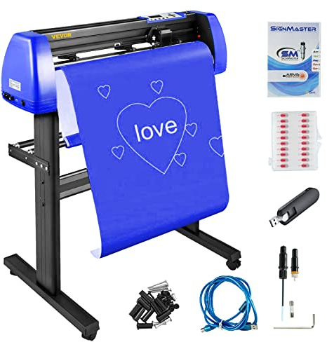 VEVOR 720mm Vinyl Schneidplotter Profi Plotter Schwarz und Blau Vinylschneider 20 Klingen Plotter Drucker Viny Folienplotter mit Signmaster Software Cutter Plotter für Schilder Papierzufuhr