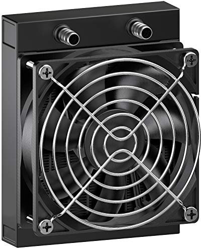 CLDIY Wasserkühlungskühler, 12-Rohr-Aluminium-Wärmetauscher-Kühler mit Lüfter für PC-CPU-Computer Wasserkühlsystem DC12V 120 mm