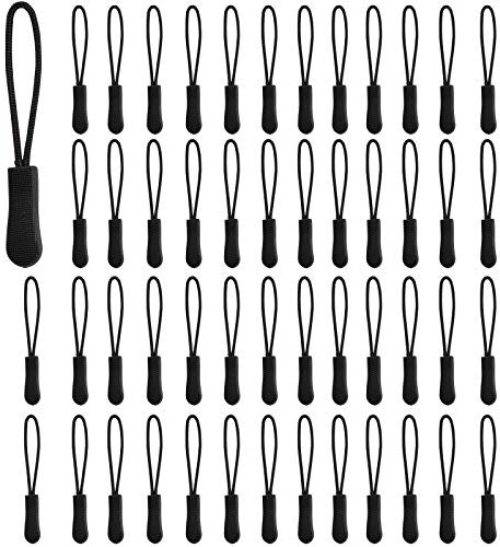 YMWALK 50 Stück Reißverschluss zieht Zip Tags Cord Nylonschnur Reißverschluss Ersatz Tag Zipper Extension für Rucksäcke, Jacken, Zelte, Trolley Cases und Reisekoffer (schwarz)