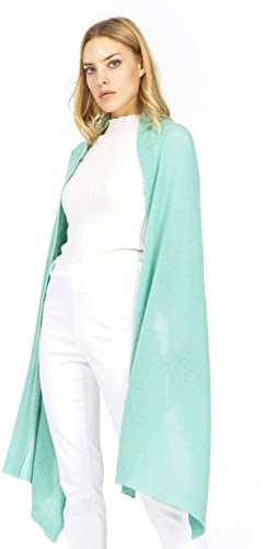 Marine Cashmere - Stola aus Kaschmir-Mischung für Damen, zartes und weiches Kaschmirgarn, MADE IN ITALY (Aqua)