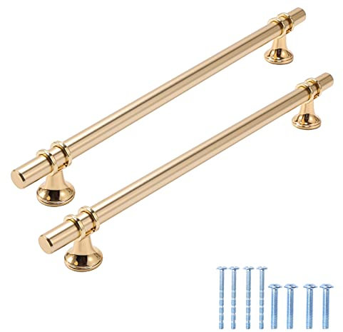 Kvosit Paquete de 5 tiradores de tocador de color dorado champán, 8.8 pulgadas más largos, color bronce champán, manijas de gabinete de cocina, centro de agujero de 224 mm, juego de tiradores modernos