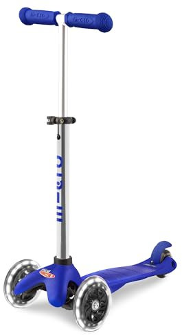 Micro - Mini Scooter 3 en 1 Deluxe Plus LED Bleu | Trottinette Enfant 3-5 Ans avec Roues LED | Trottinette pour coliers et Voyages en Famille