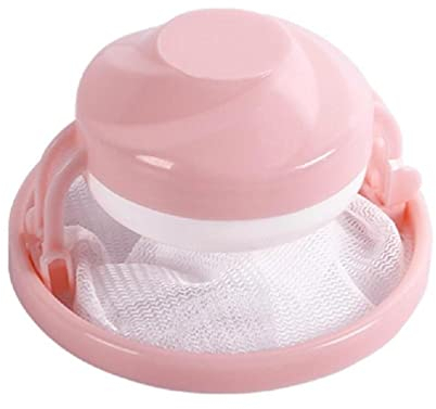 Filtre pour machine à laver - Filtre en maille - Sac à billes de nettoyage - Filtre collecteur de fibres sales - Disque à linge - Attrape-cheveux - Chargeur frontal - Rose