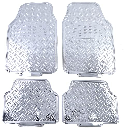 Auto Gummi Fußmatten universal Alu Riffelblech Optik 4-teilig Chrom