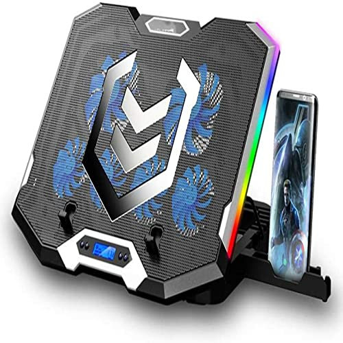 QHLOM Laptop Cooling Stand RGB Gaming Cooler Pad 2 Porte USB Ventola di Raffreddamento con 6 ventole LED Notebook Cooler Stand per 12-17