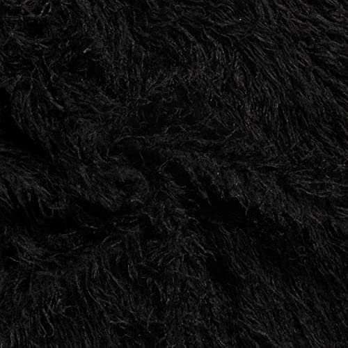 Zottelstoff ZOTTEL 0,5m Schritte - Öko-Tex Standard - Breite 150 cm - 380g/mq - Langhaarfell Flokati Fellstoff Meterware Dekostoff (Schwarz)