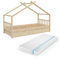 VitaliSpa Hausbett Design, Naturholz, 90x200 cm mit 2 Schubladen und Matratze