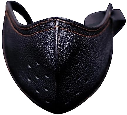 Generic Punk-PU-Leder-Maske für Erwachsene: Motorrad-Biker Gesichtsmaske Anti-Staub-Sport-Mund-Maske Abdeckungs-Maske Dekoration (Schwarz, Einheitsgröße)
