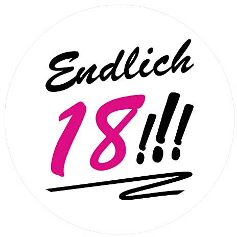 Geburtstagsaufkleber 18. Geburtstag pink | 54 Stk. Aufkleber | Sticker Endlich 18!!!, rund 3 cm