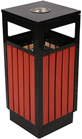 Cendrier sur Pied, poubelles d'extérieur Debout en Acier Bois Poubelle communautaire Jardin unité Commerciale bacs Baril de Stockage avec cendrier