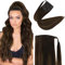 Fshine Pferdeschwanz Haarverlängerung 100g 50cm Dunkelbraun Verblasst zu Kastanienbraun Highlight mit Dunkelbraun Remy Haar Clip in Balayage Ponytail in der Farbe 2 8 2
