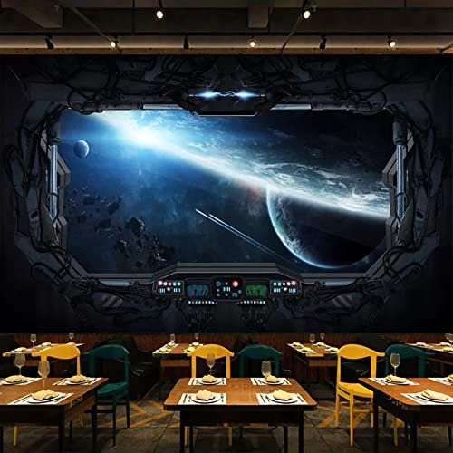Custom 3D Photo Wallpaper Cosmic Space Cabin Spacecraft Wall Painting 3D Restaurant Hotel Internet Gaming Room Mural Wallpaper-450Cmx300Cm