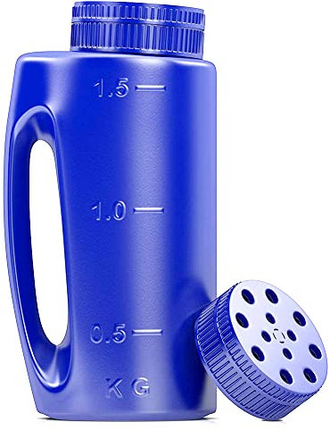 Hand Held Spreader, 2L Salt to Deice or Any Size Granule Complete with Scoop and Easy Pour for Lawn Garden, Handheld Spreader Salt Gritter with Adjustable Size for Plants