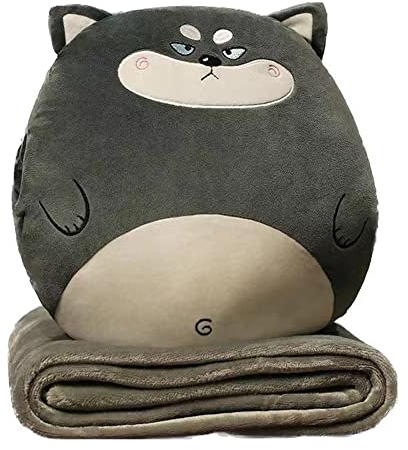 YGMXZL Reisedecke und Kissen mit Bezug,Reisedecke und -Kissen 3 in 1,Nickerchen Kissen Decke Autosofa Rückenlehne Kissen für Kinder und Freunde (Schlittenhunde, L)
