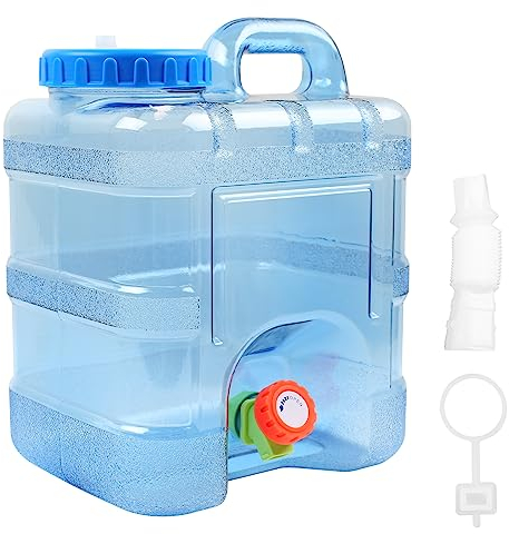 TIHOOK 10L Water Container with Tap, Portable Camping Water Container, BPA-Free Drink Water Carrier, Easy Clean Water Tank, for Home, Camping Outdoor, Party, Van, RV, School, Emergency