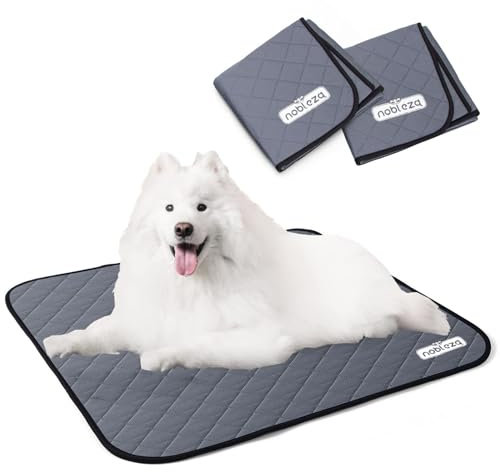Nobleza Washable Puppy Pads, 2 Pack Large 90x80cm Reusable Dog Training Mats, Super Absorbent Leak-proof Incontinence Pee Pad for Dogs Puppy, Waterproof Non-slip Bottom Whelping Pads