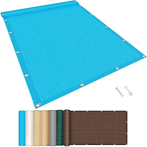 GUOJUN Balkon Sichtschutz Balkonabdeckung 145 x 1000 cm Windschutz Staubschutz Sichtschutzmatte Sichtschutzzaun mit Ösen und Kordel für Balkon Zaun Terrassen Garten, Blau