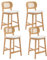 Wahson Rattan Barhocker 4er Set, Barstuhl Bistrohocker gepolsterte Sitzfläche aus Teddystoff Küchenhocker Tresenhocker für Kücheninsel/Hausbar