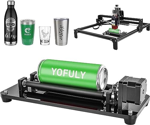 YOFULY Lasergravur Y Achse Rotationswalze, 360°Laser Rotationswalze, Graviermodul für zylindrische Objekte Dosen, für Lasergravierer CNC Lasergraviermaschinen, Laserschneider, 3D-Drucker