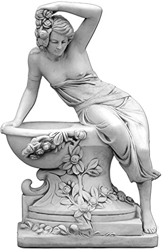 gartendekoparadies.de Frauen-Statue mit Pflanzschale Pflanzgefäß aus Steinguss, Grau, Frostsicher für Außenbereich, H. 141 cm, 398 kg