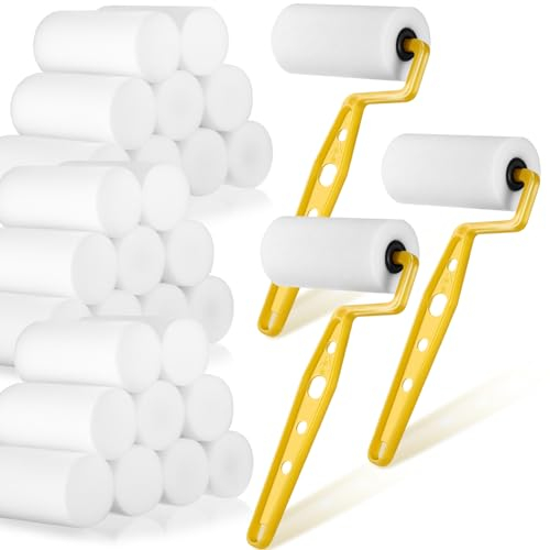3 Roller 30 Refills Foam Paint Roller 7,6 cm Trim Roller Refills with 3 Inch Foam Painting Roller Refills Foam Paint Rollers Covers for Roller Frame Home Wall Ceilings Room Supplies
