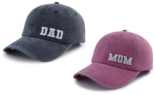Tbstlumd Baseballkappe mit Aufschrift Dad and Mom für Männer und Frauen, lustig, verstellbar, Baumwolle, bestickt, Vater-Baseballkappe, Dad Mom Navy Pink, Einheitsgröße