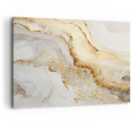 ARTTOR Bilder auf Leinwand 100x70cm Leinwandbild Marmor Glanz Elegant Groß Wanddeko Bild Schlafzimmer Küche Deko Wandbilder Dekoration Wohnzimmer Wall Decor Canvas Wand Kunstdruck Art AA100x70-5730