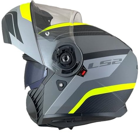LS2 Helmts Klapphelm Strobe 2, Größe XL (61/62), Modell Monza, Grau, matt und fluoreszierend, Zulassung 22.06