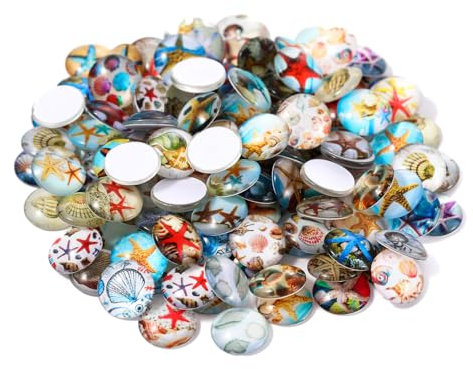 DXRPO 60 Stück Muggelsteine Bunte Steine, 25mm Glassteine Bunt mit 60 Blatt Selbstklebendes Klebeband, Muggelsteine Bunt Flatback, Glassteine Deko für DIY (Schale)