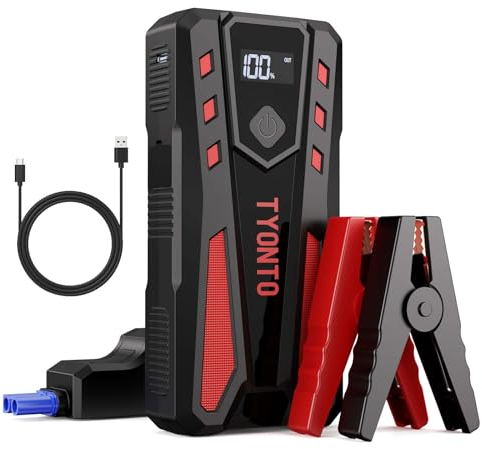 Booster Batterie Voiture 3000A 20000mAh Booster Batterie Moto/Auto (Jusqu’à 7,0L Gaz ou 5,5L Diesel) 12V Demarreur Batterie Voiture avec Lamp LED, Pinces Intelligentes