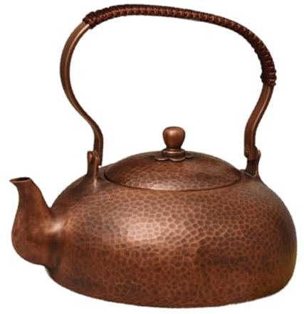 DimyFew Tetera China, Tetera de Cobre, Tetera de 2L, Tetera de Kung Fu China con Mango Aislado, cafetera, Tetera de Cobre, Color Antiguo