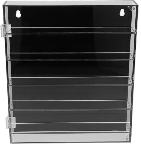 Cabilock Vitrine en Verre pour Collection, Vitrine Acrylique Transparente avec Base en Bois à 5 Niveaux pour Figurines Pop, Mini Figurines, Objets de Collection, DIY