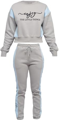 TOMBARRON für Frauen 'Enjoy' Embroidered Stylish Tracksuit | S | Ashcolor